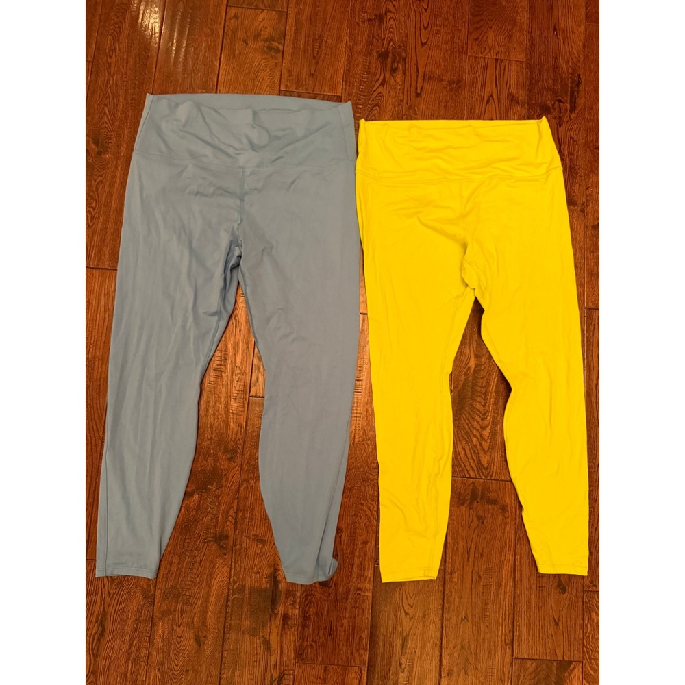 All in Motion Womens XXL High Waisted Leggings Bundle Yellow Blue Activewear